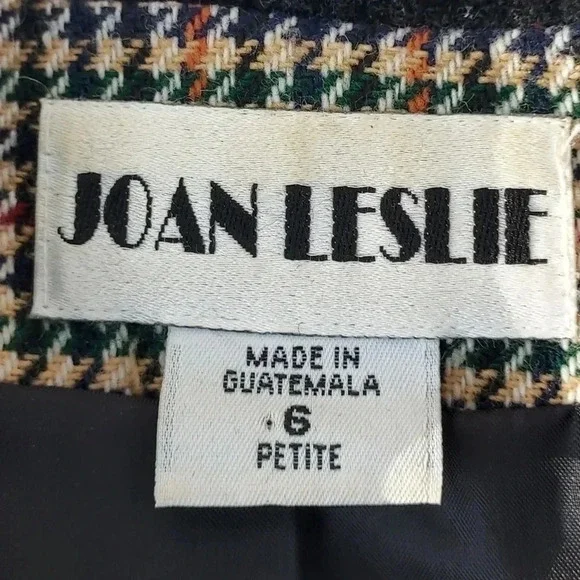 Joan Leslie Size 6 Womens  Brown and Black Squared Blazer with Velvet Collar - Picture 16 of 16